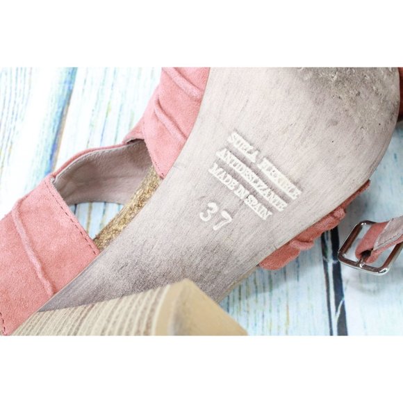 Cordani Pink Coral Strappy Leather Buckle Cork Sole Pump Sandals Size 7 - Picture 9 of 9